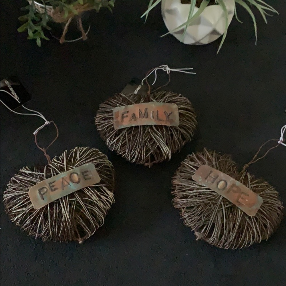 Peace Family Hope Hanging Heart Ornaments(set of3)